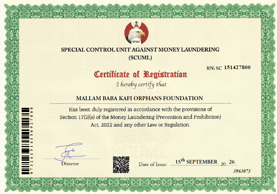 SCUML CERTIFICATE